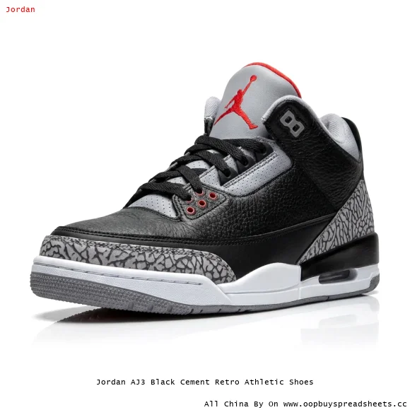 Jordan AJ3 Black Cement Retro Athletic Shoes