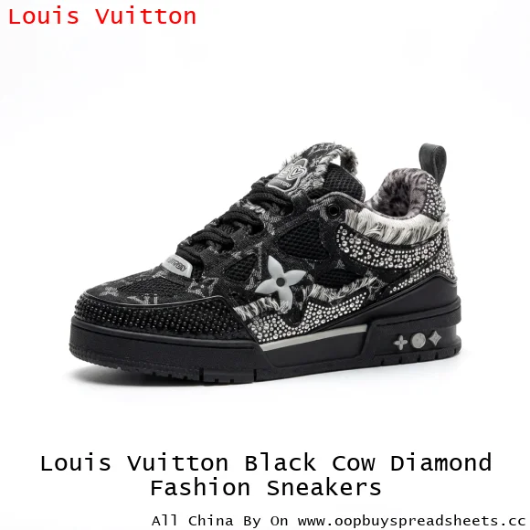 Louis Vuitton Black Cow Diamond Fashion Sneakers