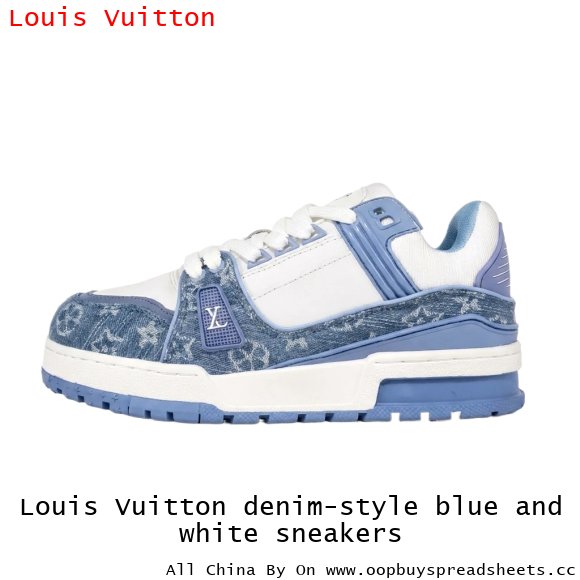 Louis Vuitton denim-style blue and white sneakers