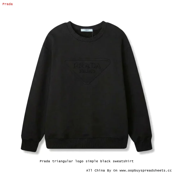 Prada triangular logo simple black sweatshirt