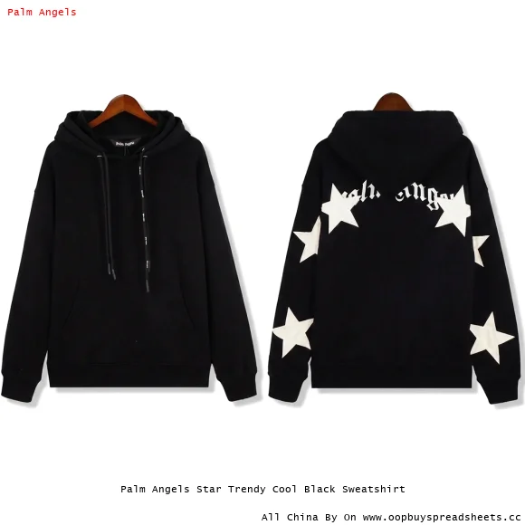 Palm Angels Star Trendy Cool Black Sweatshirt