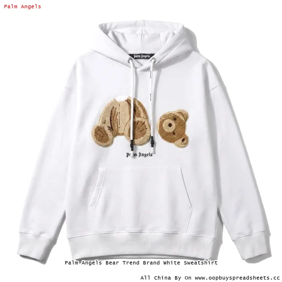Palm Angels Bear Trend Brand White Sweatshirt