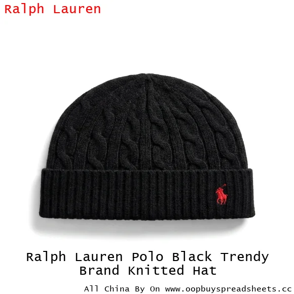 Ralph Lauren Polo Black Trendy Brand Knitted Hat