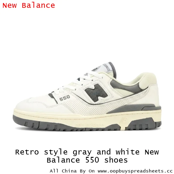 Retro style gray and white New Balance 550 shoes