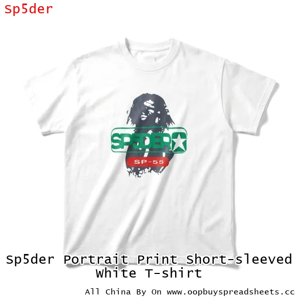 Sp5der Portrait Print Short-sleeved White T-shirt