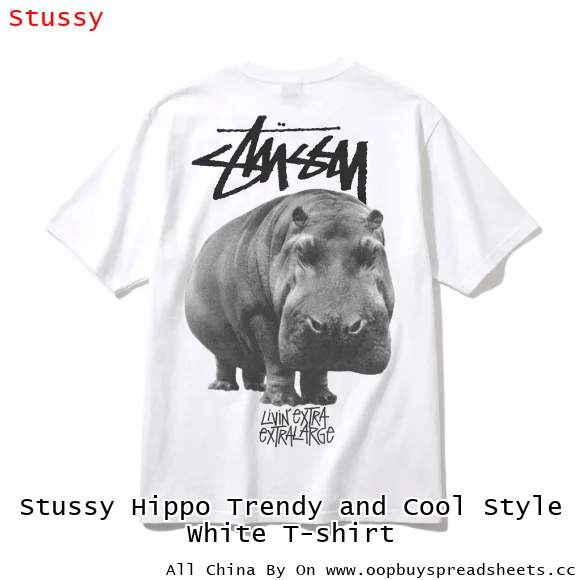 Stussy Hippo Trendy and Cool Style White T-shirt