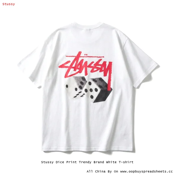 Stussy Dice Print Trendy Brand White T-shirt