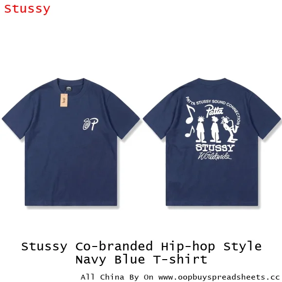 Stussy Co-branded Hip-hop Style Navy Blue T-shirt