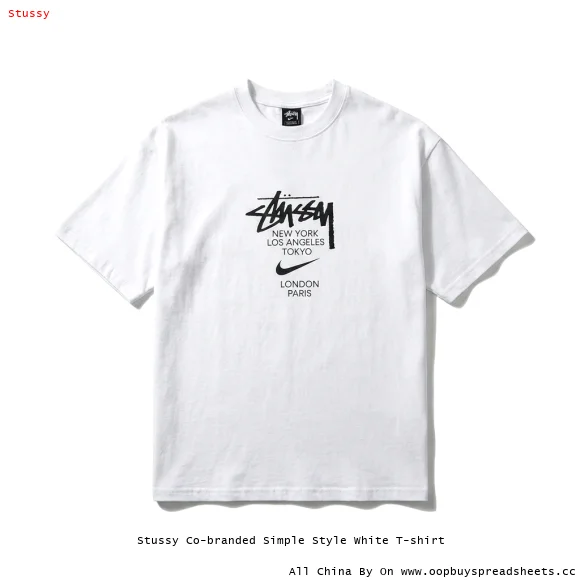 Stussy Co-branded Simple Style White T-shirt