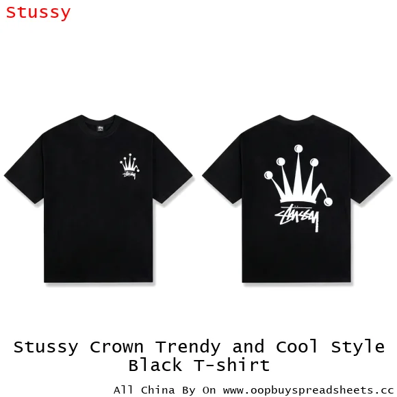 Stussy Crown Trendy and Cool Style Black T-shirt