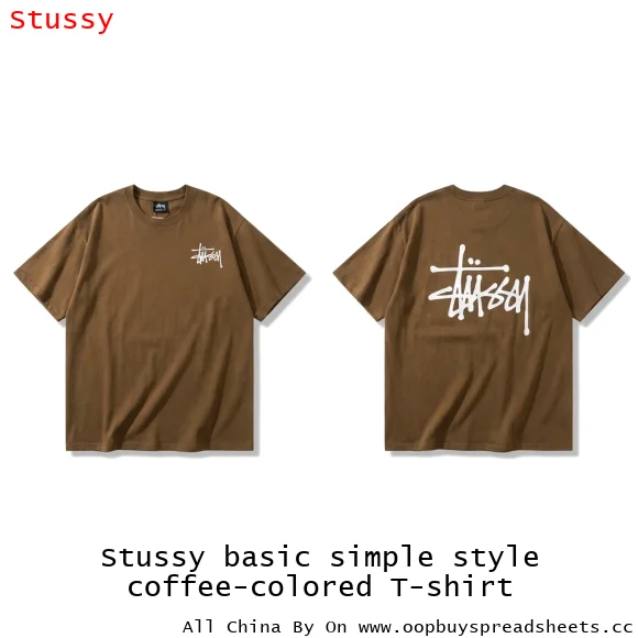 Stussy basic simple style coffee-colored T-shirt