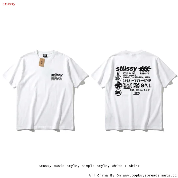 Stussy basic style, simple style, white T-shirt