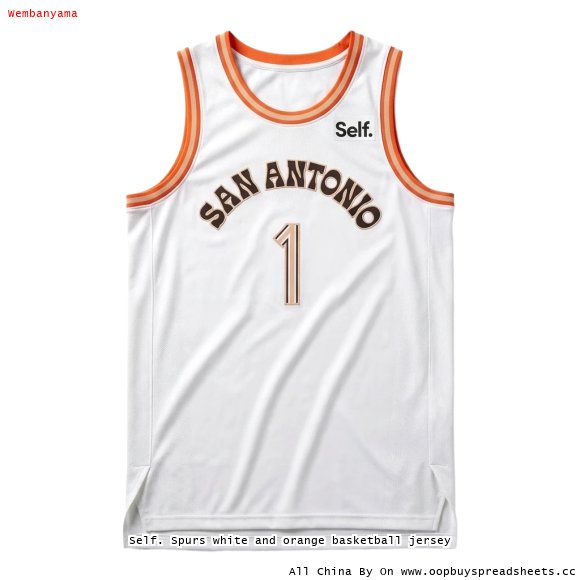 Self. Spurs white and orange basketball jersey