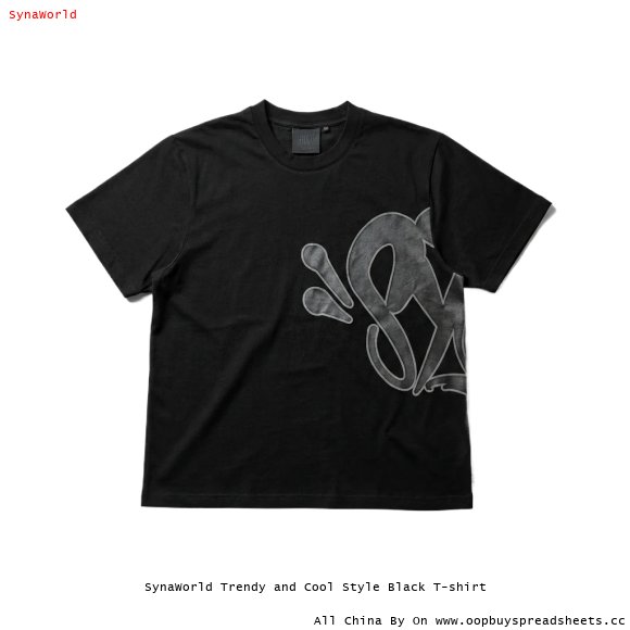 SynaWorld Trendy and Cool Style Black T-shirt