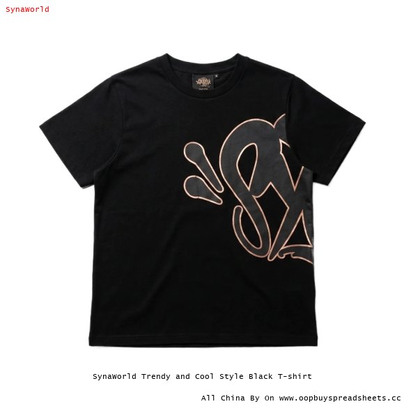 SynaWorld Trendy and Cool Style Black T-shirt