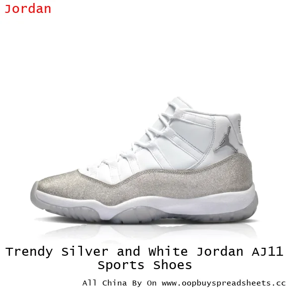 Trendy Silver and White Jordan AJ11 Sports Shoes