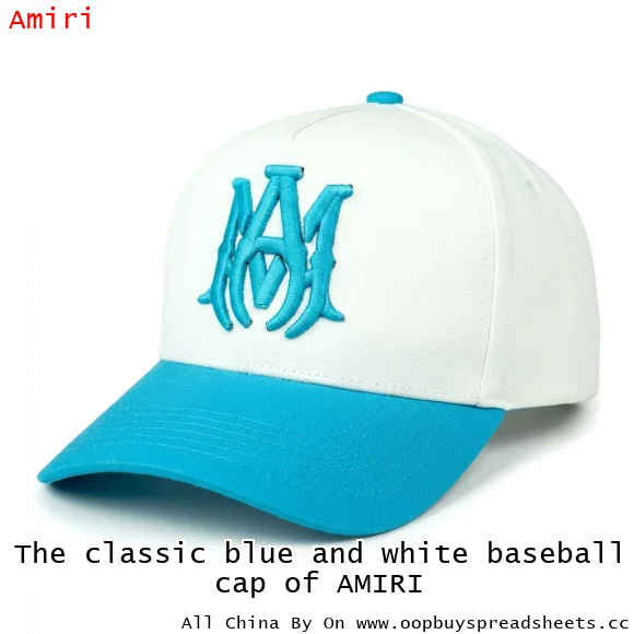 The classic blue and white baseball cap of AMIRI
