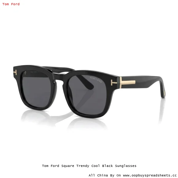 Tom Ford Square Trendy Cool Black Sunglasses