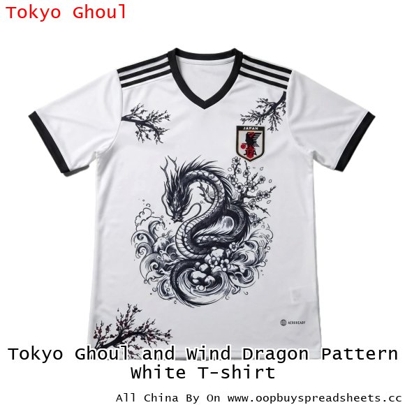 Tokyo Ghoul and Wind Dragon Pattern White T-shirt