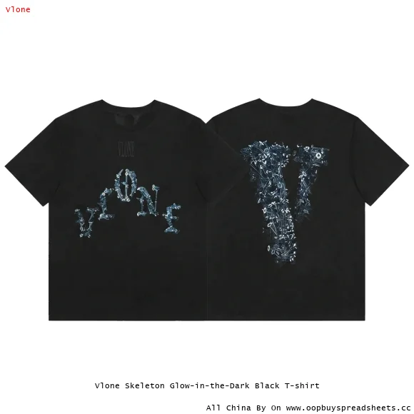 Vlone Skeleton Glow-in-the-Dark Black T-shirt