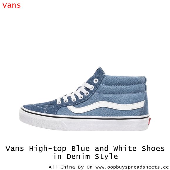 Vans High-top Blue and White Shoes in Denim Style