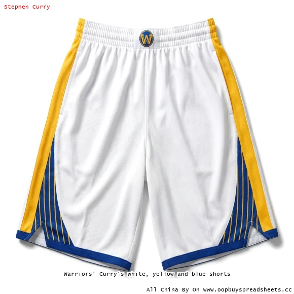 Warriors' Curry's white, yellow and blue shorts
