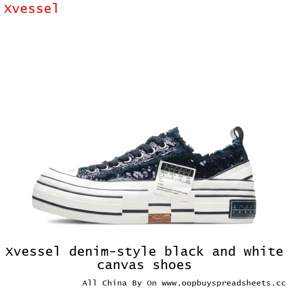 Xvessel denim-style black and white canvas shoes