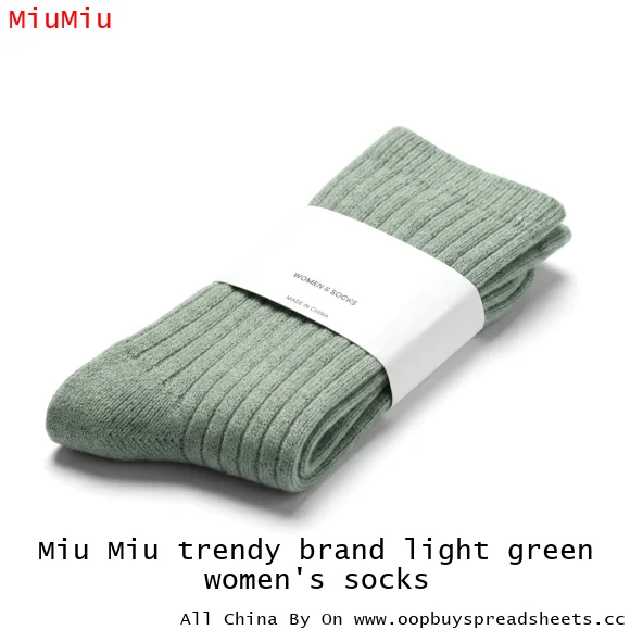 Miu Miu trendy brand light green women's socks