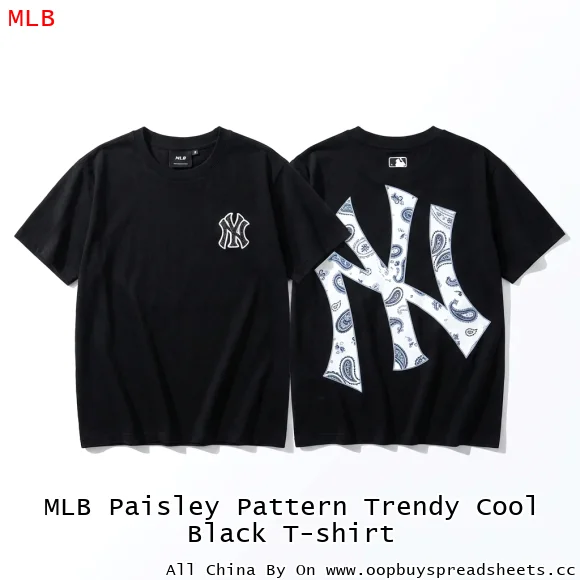 MLB Paisley Pattern Trendy Cool Black T-shirt