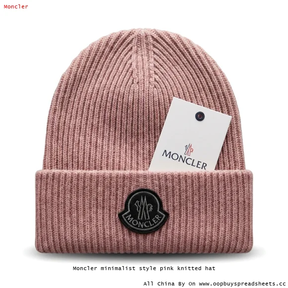 Moncler minimalist style pink knitted hat