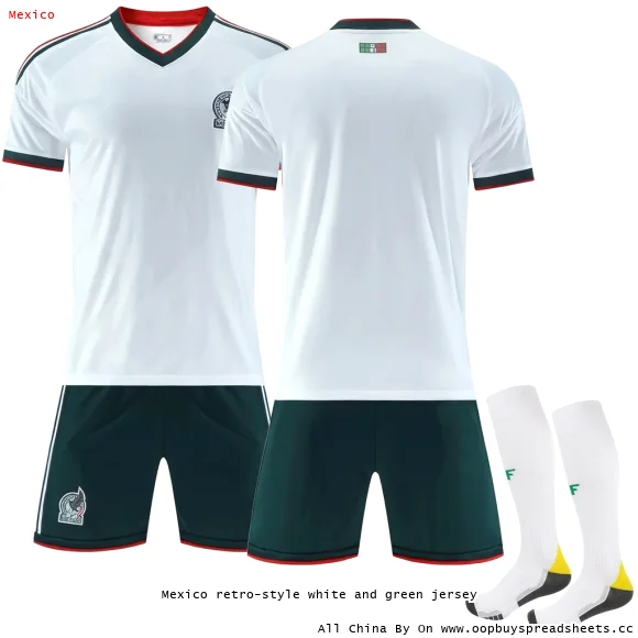 Mexico retro-style white and green jersey