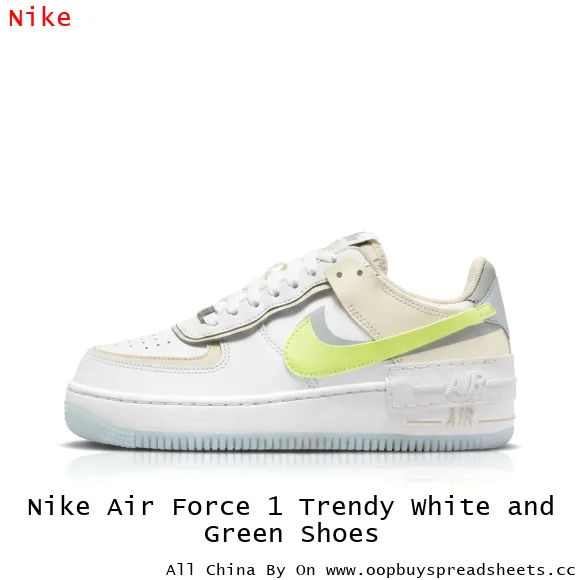 Nike Air Force 1 Trendy White and Green Shoes