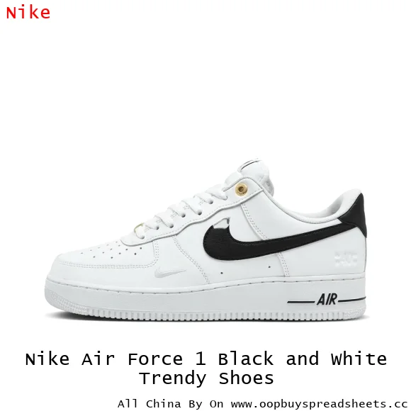 Nike Air Force 1 Black and White Trendy Shoes