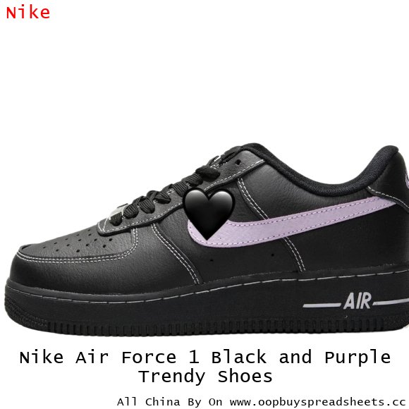 Nike Air Force 1 Black and Purple Trendy Shoes
