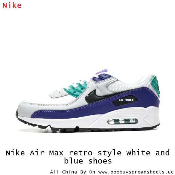 Nike Air Max retro-style white and blue shoes