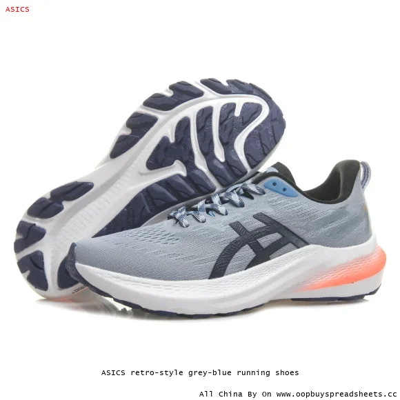 ASICS retro-style grey-blue running shoes