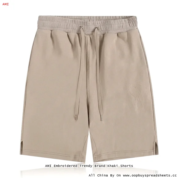 AMI Embroidered Trendy Brand Khaki Shorts