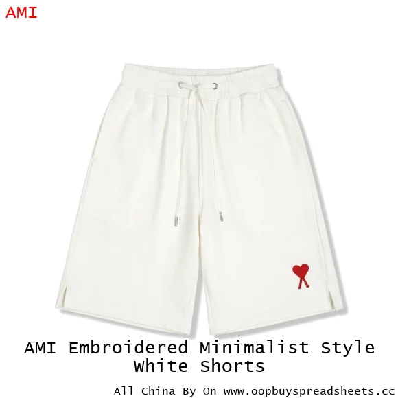 AMI Embroidered Minimalist Style White Shorts