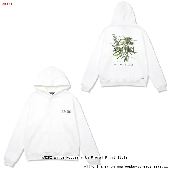 AMIRI White Hoodie with Floral Print Style