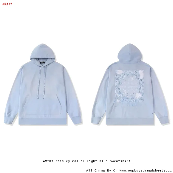 AMIRI Paisley Casual Light Blue Sweatshirt