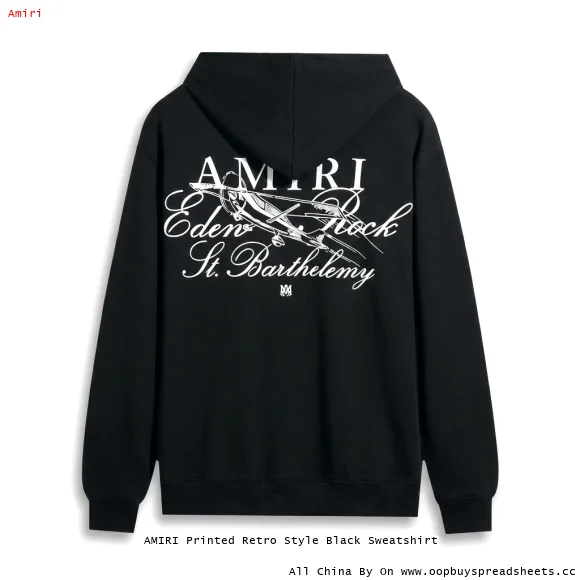 AMIRI Printed Retro Style Black Sweatshirt