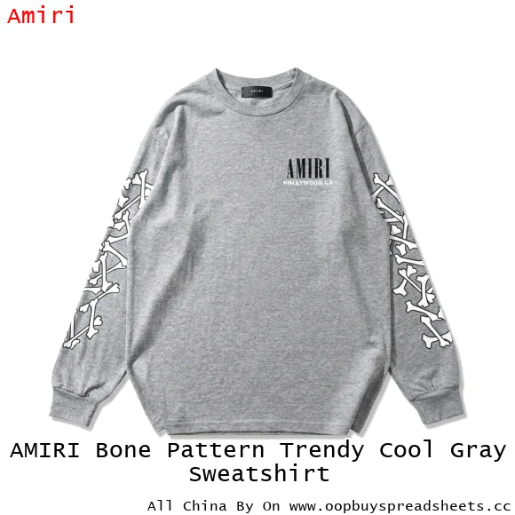 AMIRI Bone Pattern Trendy Cool Gray Sweatshirt