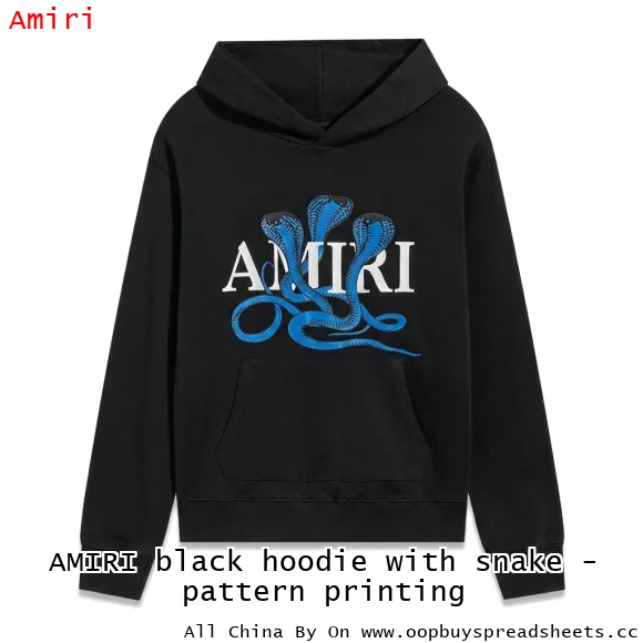 AMIRI black hoodie with snake - pattern printing