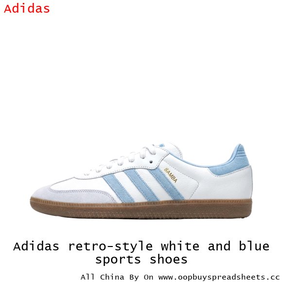 Adidas retro-style white and blue sports shoes