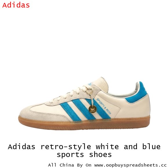 Adidas retro-style white and blue sports shoes