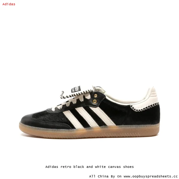 Adidas retro black and white canvas shoes