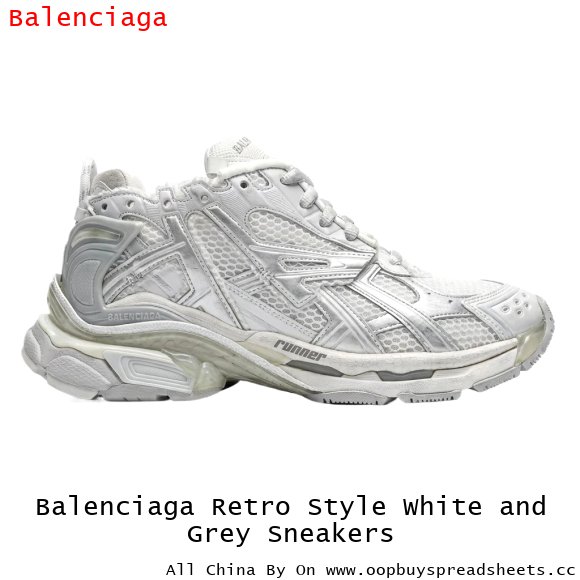 Balenciaga Retro Style White and Grey Sneakers
