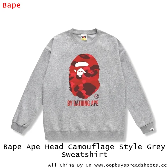Bape Ape Head Camouflage Style Grey Sweatshirt