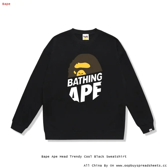 Bape Ape Head Trendy Cool Black Sweatshirt