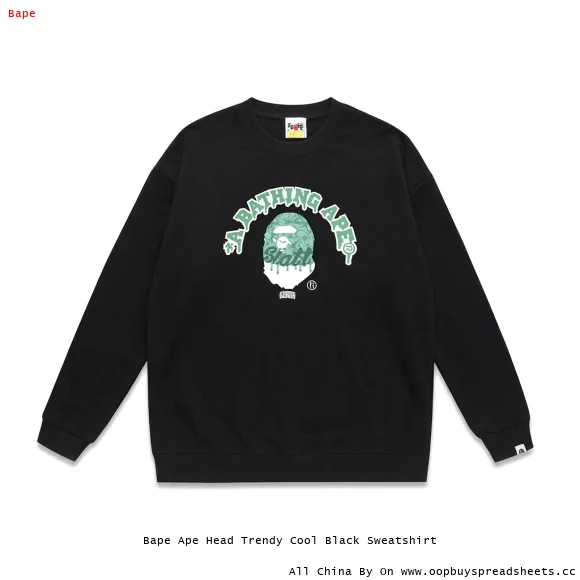 Bape Ape Head Trendy Cool Black Sweatshirt